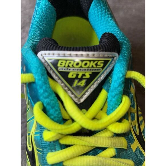 BROOKS Adrenaline GTS 14 Low Top Aqua/Neon Green Running Shoes Women’s 7.5 - Picture 9 of 10
